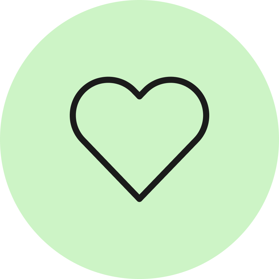 Herz-Icon auf hellgrünem Hintergrund, Symbol für Liebe und Freundschaft. Ideal für soziale Medien und Wellness-Inhalte.